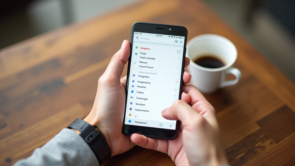 Mobile phone displaying business category selection interface for Google Business Profile optimization